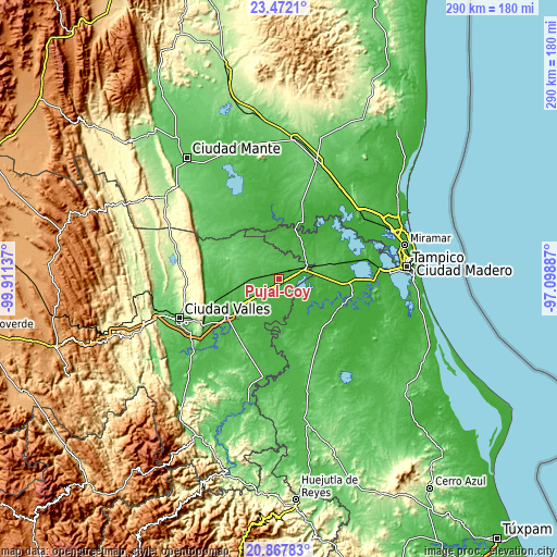 Topographic map of Pujal-Coy