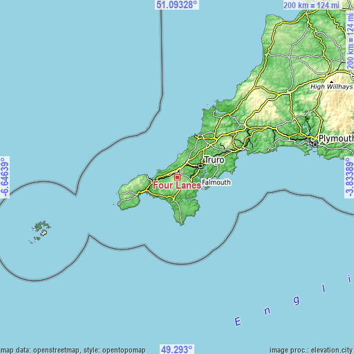 Topographic map of Four Lanes