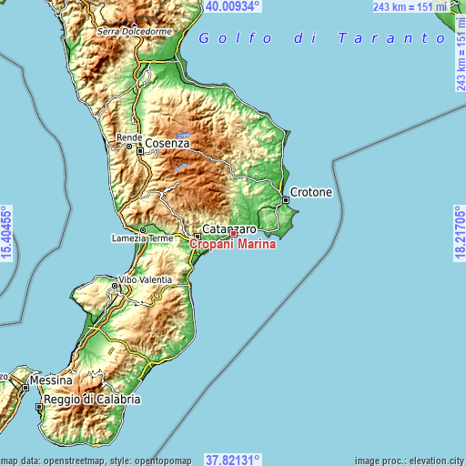 Topographic map of Cropani Marina