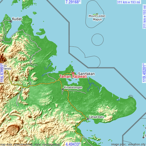 Topographic map of Taman Rajawali