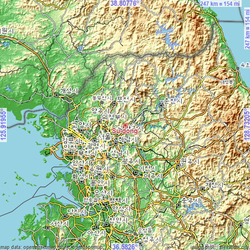 Topographic map of Su-dong