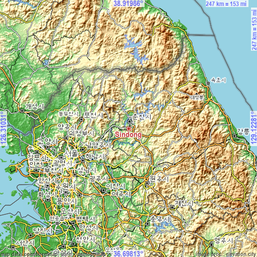 Topographic map of Sindong