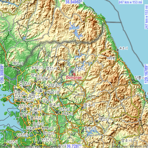 Topographic map of Dongnae