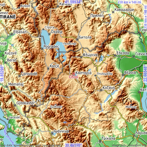 Topographic map of Chlói