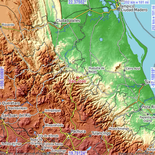 Topographic map of San José