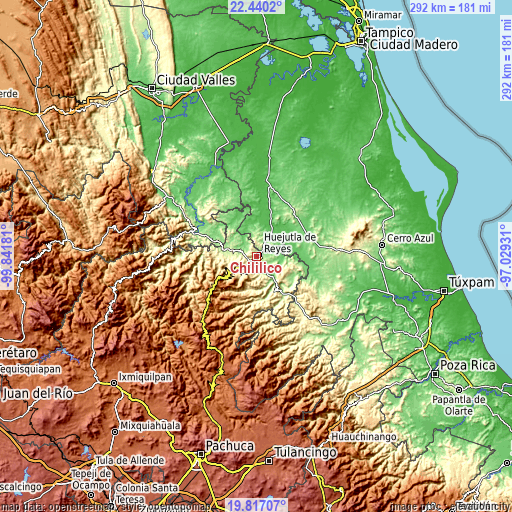 Topographic map of Chililico