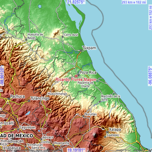 Topographic map of Ricardo Flores Magón