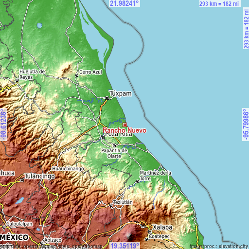 Topographic map of Rancho Nuevo