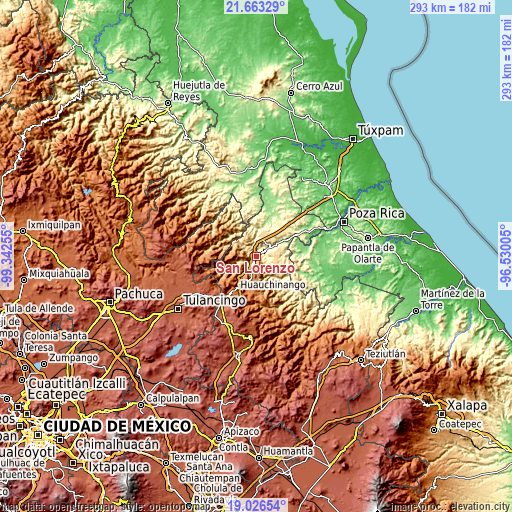 Topographic map of San Lorenzo