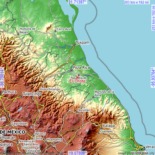 Topographic map of El Chote