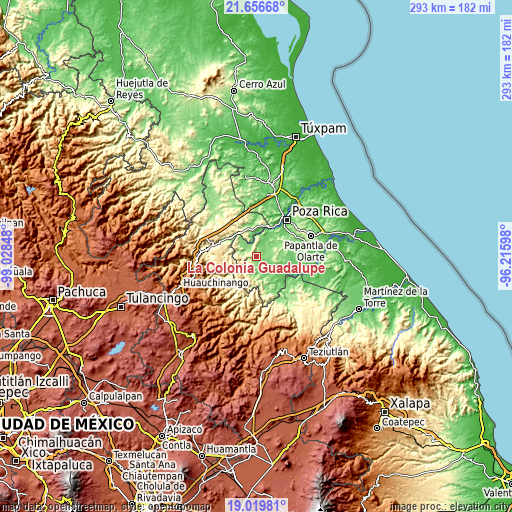 Topographic map of La Colonia Guadalupe