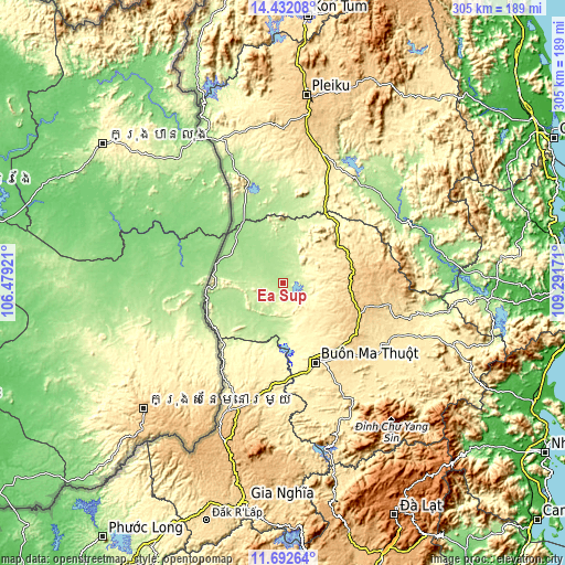 Topographic map of Ea Súp