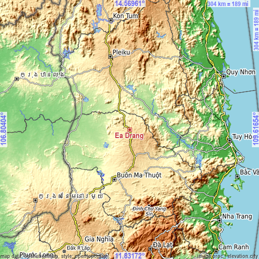 Topographic map of Ea Drăng