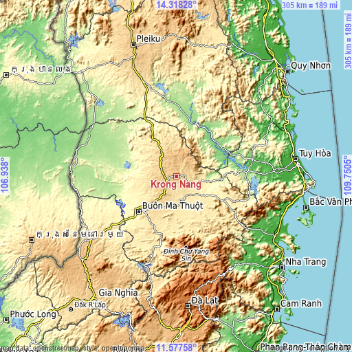 Topographic map of Krông Năng