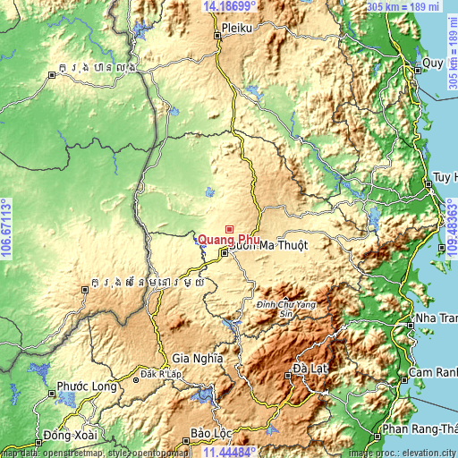 Topographic map of Quảng Phú