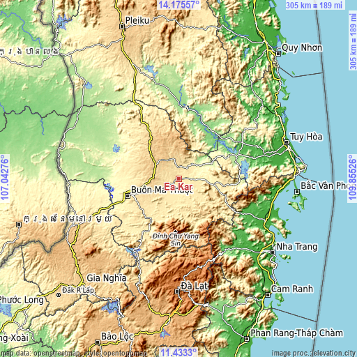 Topographic map of Ea Kar