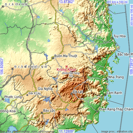 Topographic map of Krông Kmar