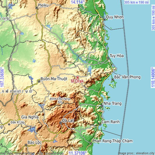 Topographic map of M’Đrăk