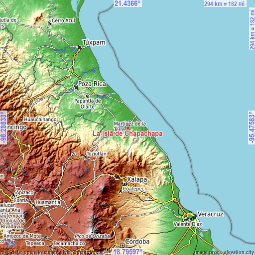 Topographic map of La Isla de Chapachapa