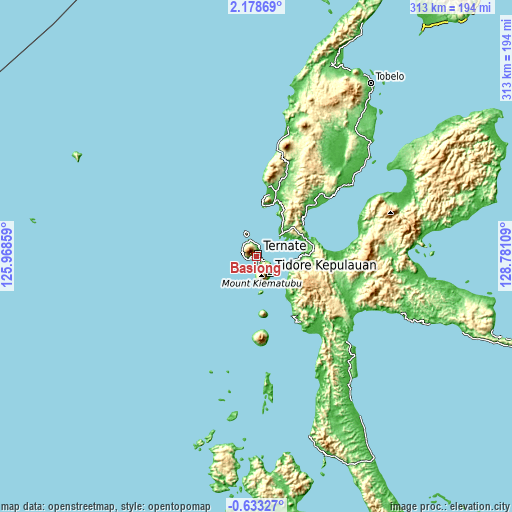 Topographic map of Basiong