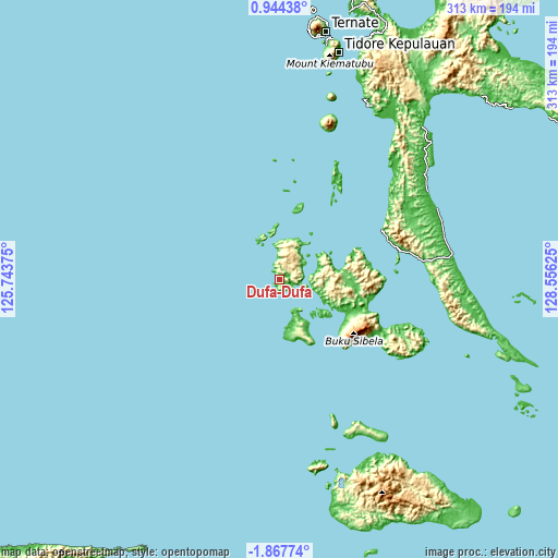 Topographic map of Dufa-Dufa