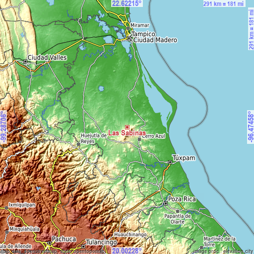 Topographic map of Las Sabinas