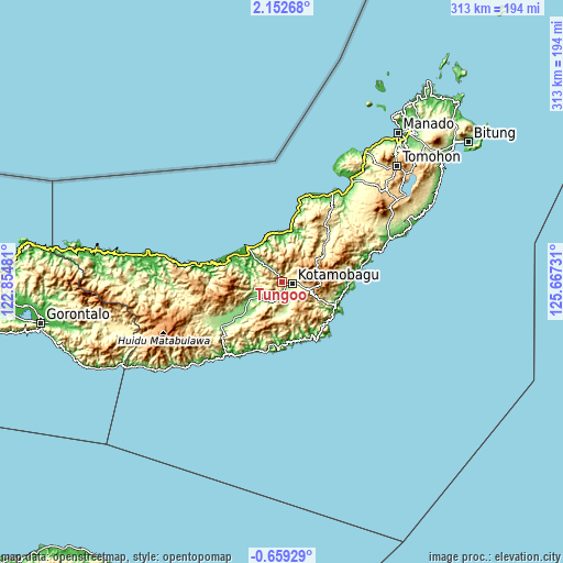 Topographic map of Tungoo