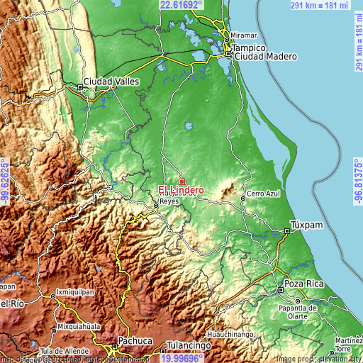 Topographic map of El Lindero