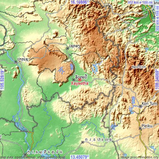 Topographic map of Xaysetha