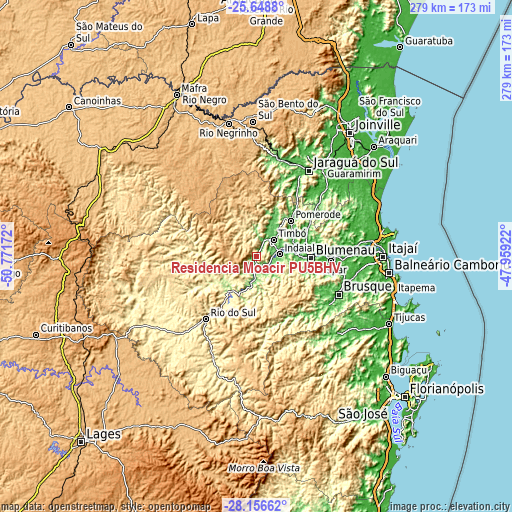 Topographic map of Residencia Moacir PU5BHV