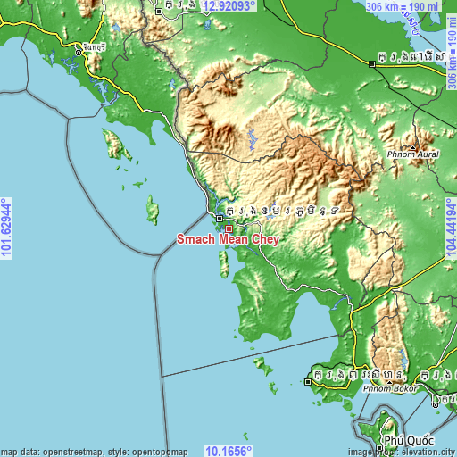Topographic map of Smach Mean Chey