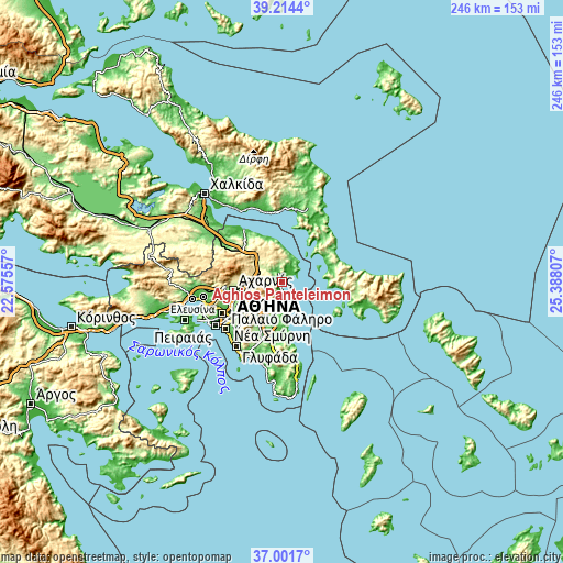 Topographic map of Aghios Panteleímon