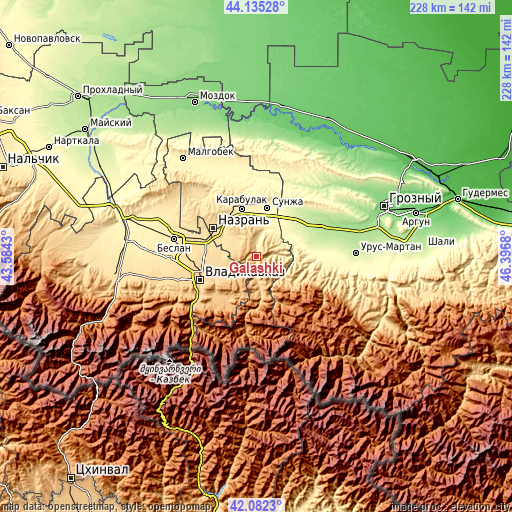 Topographic map of Galashki