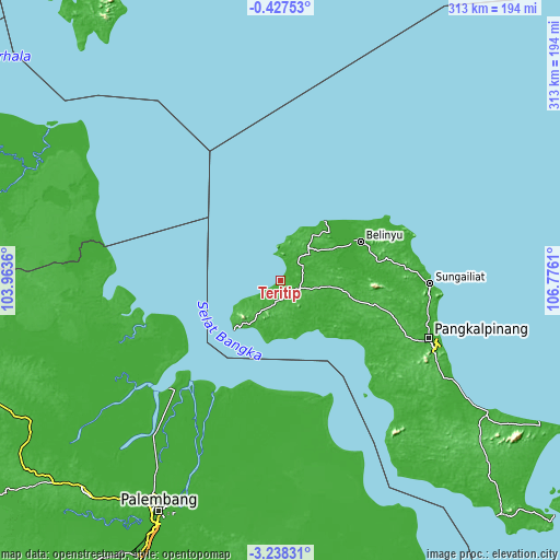 Topographic map of Teritip
