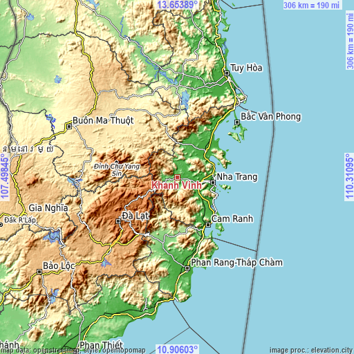 Topographic map of Khánh Vĩnh