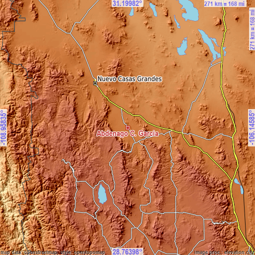 Topographic map of Abdenago C. García