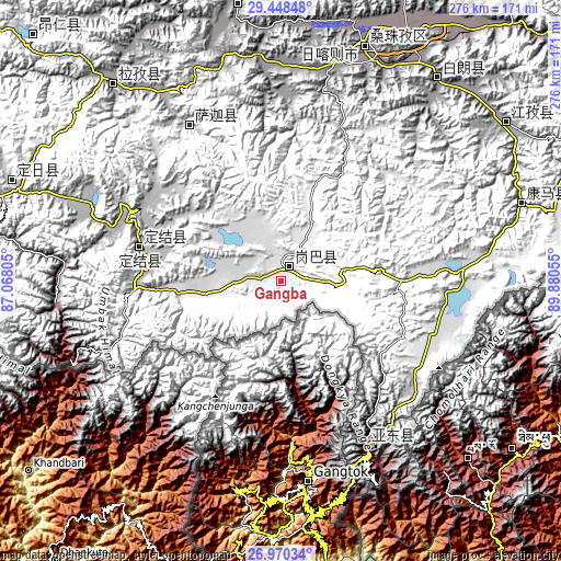 Topographic map of Gangba