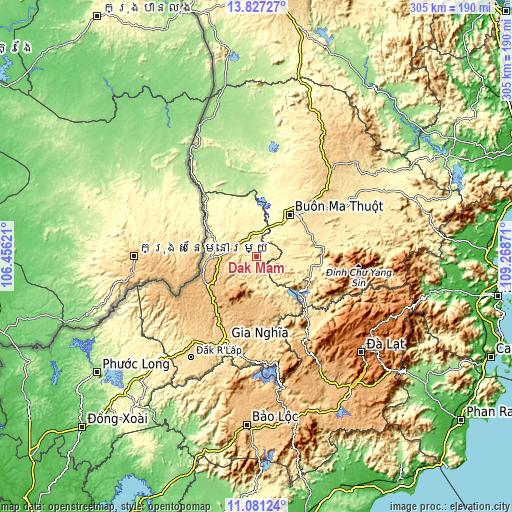 Topographic map of Đắk Mâm