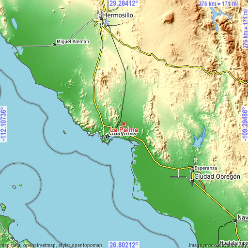 Topographic map of La Palma