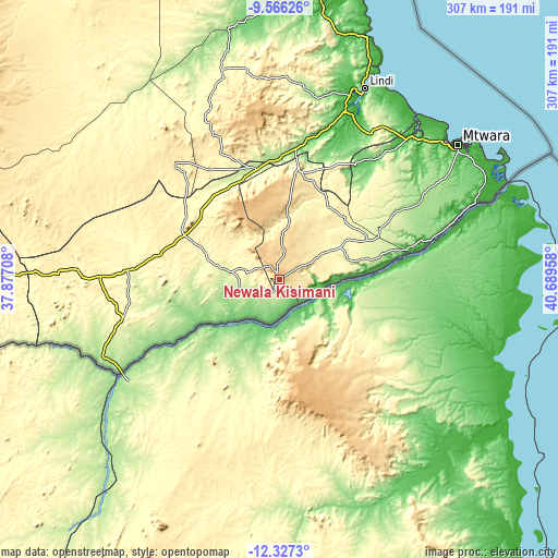 Topographic map of Newala Kisimani