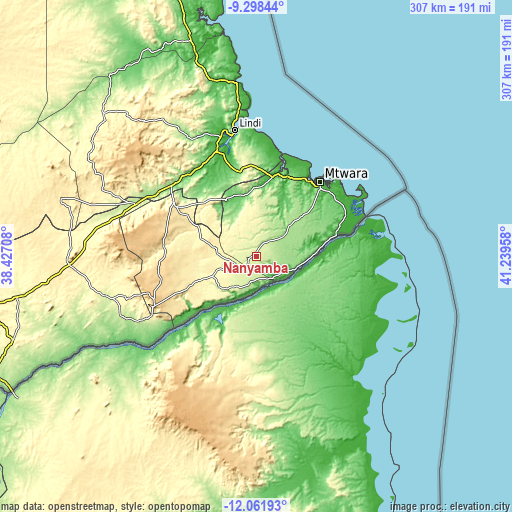 Topographic map of Nanyamba