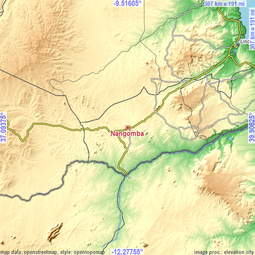 Topographic map of Nangomba