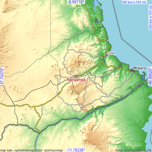 Topographic map of Nanganga