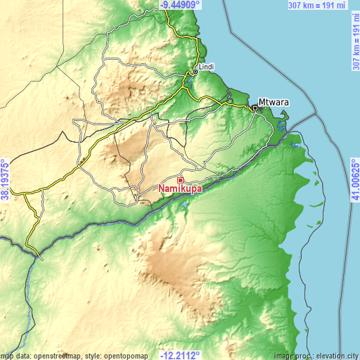 Topographic map of Namikupa