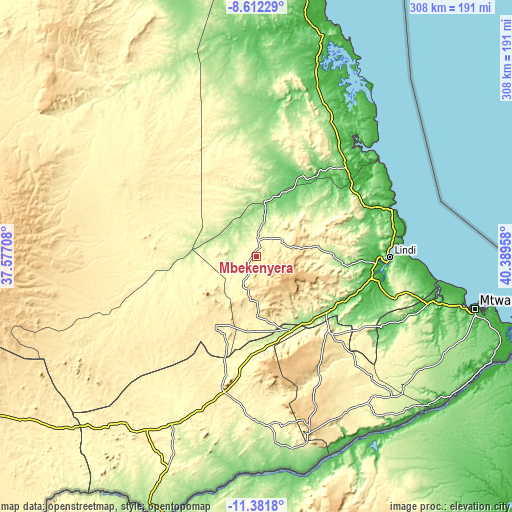 Topographic map of Mbekenyera
