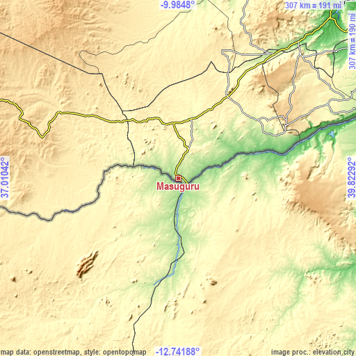 Topographic map of Masuguru