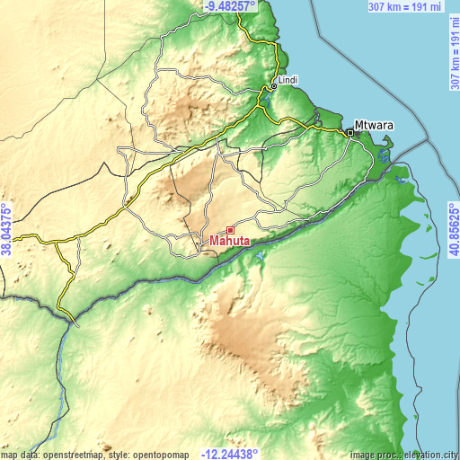 Topographic map of Mahuta