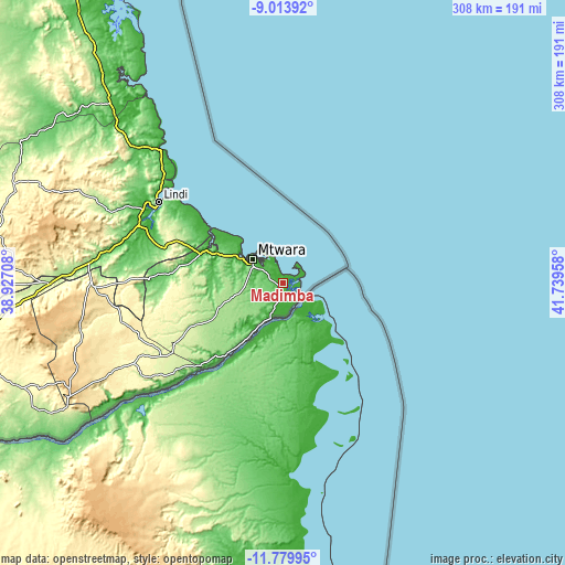 Topographic map of Madimba