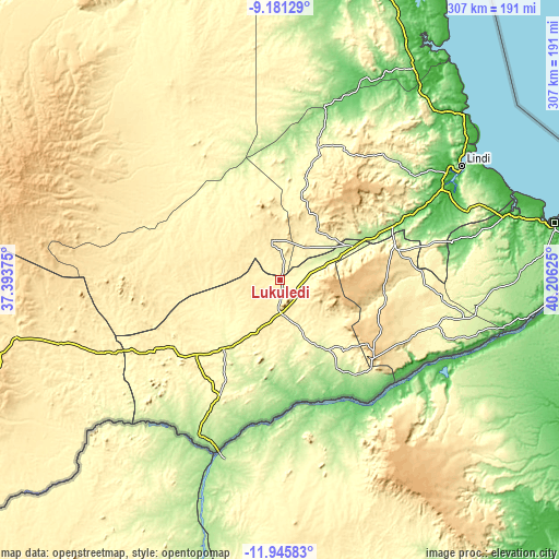 Topographic map of Lukuledi