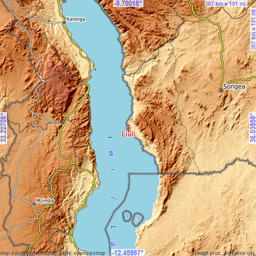 Topographic map of Liuli